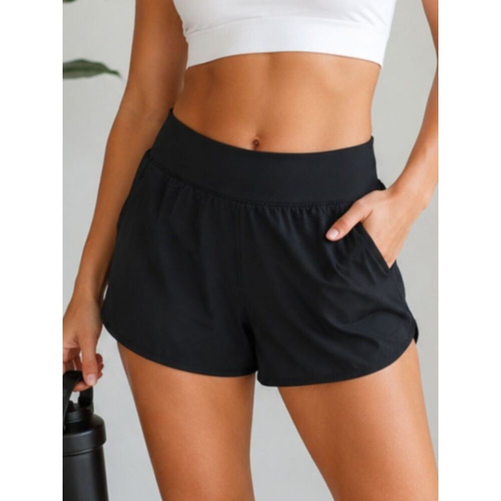 NEW! Tek Gear Black Athletic Running Shorts XL Mid Rise Stretch Activewear